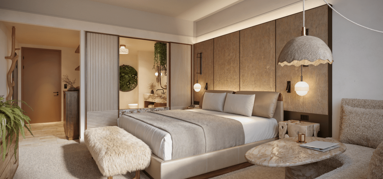 Rendering of 1 Hotel Seattle king guestroom